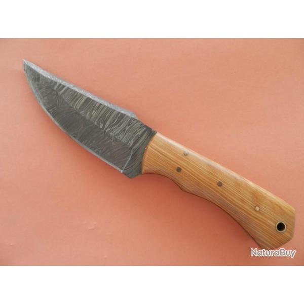 Couteau de chasse Skinner lame Damas avec son tuis