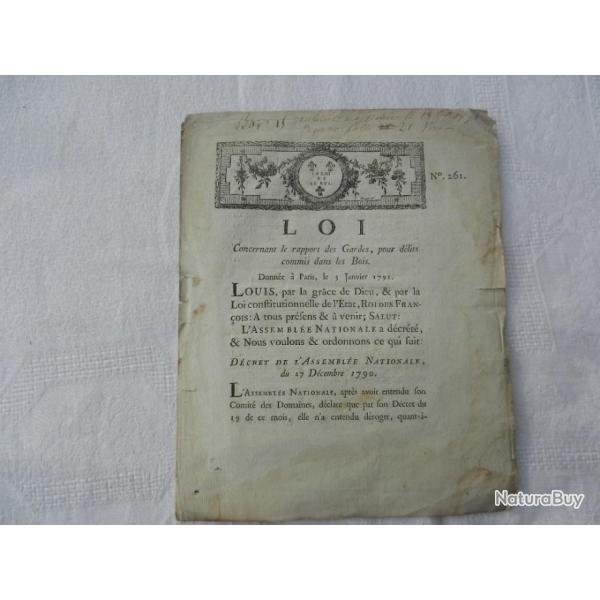 loi/dcret royal papier du 27 dcembre 1790 relatif aux dlits commis dans les bois de Meuse