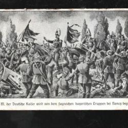 carte patriotique allemande 1914 le kaiser et ses troupes , illustration cpa