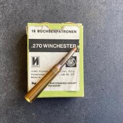 .270 Winchester  - boite RWS de 9 cartouches à balle H mantel - 1 sans prix de réserve