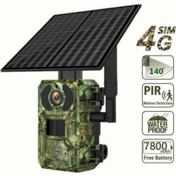 Caméra de chasse solaire 4G SIM imperméable 20 m PIR de détection de mouvement vision nocturne