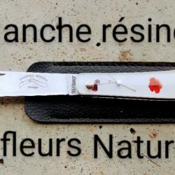 Couteau  pliant avec manche résine avec fleurs naturelles