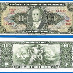 Bresil 10 Cruzeiros 1967 Surcharge 1 Centavo Sign 15 Billet Brasil Brazil Cruzeiro Real Reais