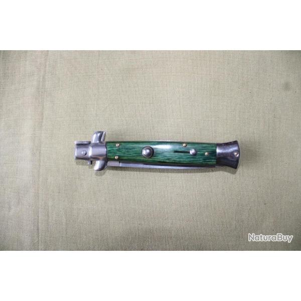 Couteau automatique vert Italy Inox 22 cm ouvert environ
