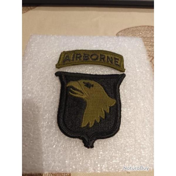 Patch arme us 101EME AIRBORNE DIVISION +TAB AIRBORNE kaki ORIGINAL