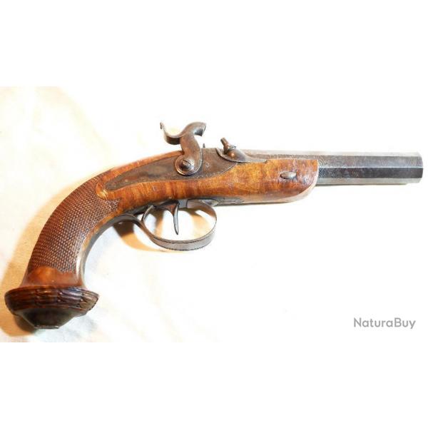 Pistolet d'Officier  percussion en calibre 14 mm luxueuse fabrication 1830 - XIX ime