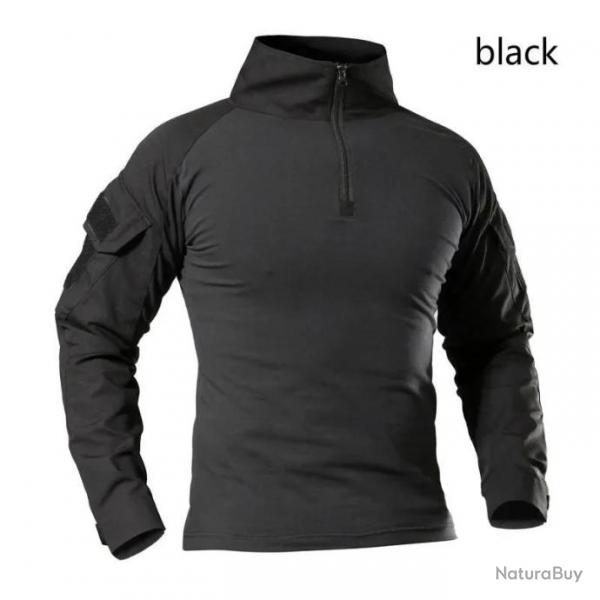 Tee-shirt, Sweet, Chemise Militaire Manche Longue BLACK, Idale pour Airsoft, Chasse