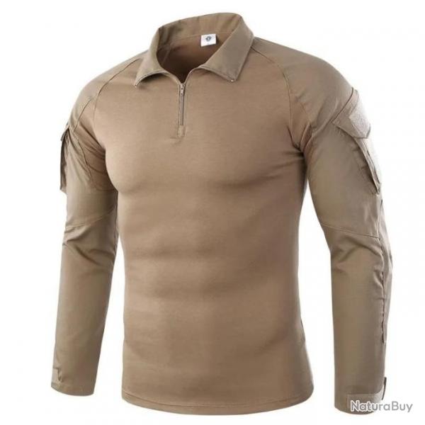 Tee-shirt, Sweet, Chemise Militaire Manche Longue BROWN, Idale pour Airsoft, Chasse