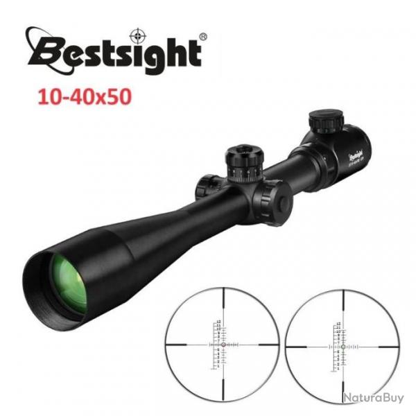 Lunette Viseur BESTSIGHT 10-40x50 Lumineuse + Colliers Offerts Chasse Airsoft