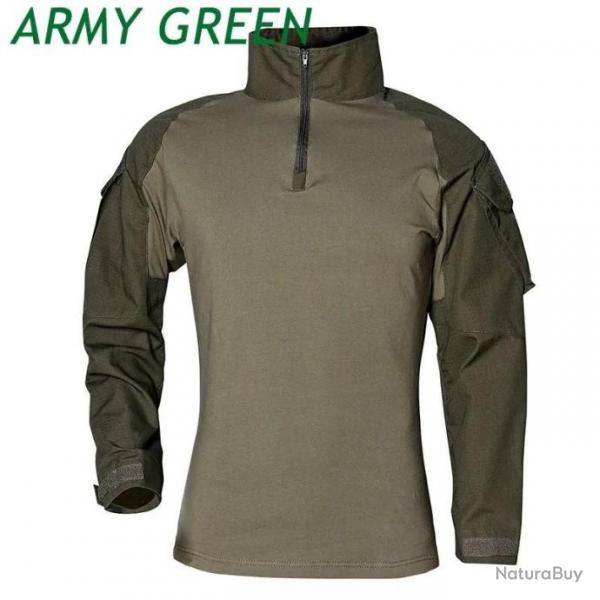 Tee-shirt, Sweet, Chemise Militaire Manche Longue ARMY GREEN, Idale pour Airsoft