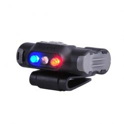 Lampe rechargeable fixation clip UL12 - éclairage blanc et rouge + strobe rouge/bleu - 17 lumens