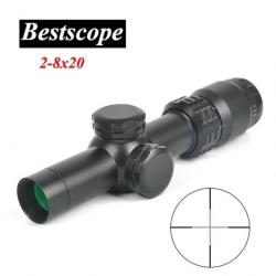 Lunette Viseur BESTSCOPE 2-8x20 + Colliers Offerts Chasse
