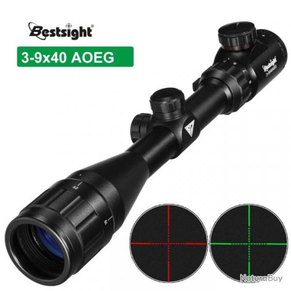 Lunette Viseur BESTSIGHT 3-9x40 Lumineuse + Colliers Offerts Chasse