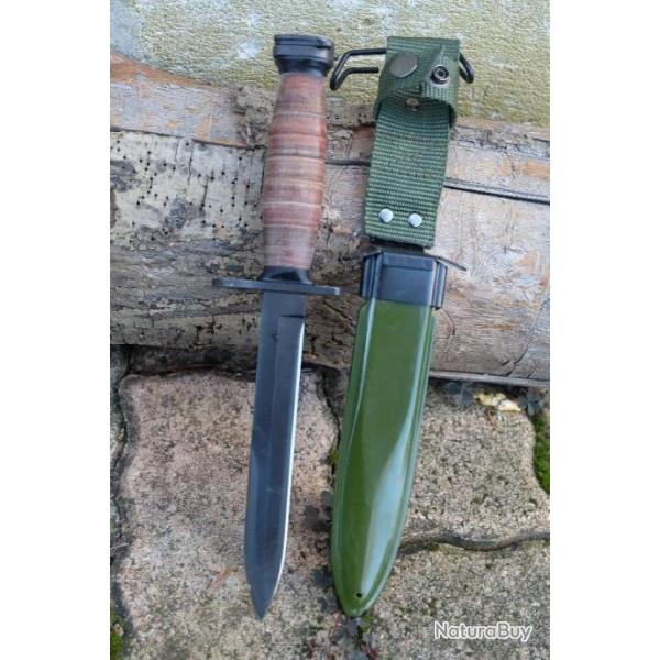 Couteau Baonnette USM4 PAL WWII M3 Trench Knife Army Rangers Ops Lame Acier Carbone Manche Cuir