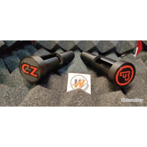 CZ 457  - Protge culasse avec capuchon/couvercle NOIR avec LOGO CZ ROUGE- impression 3D