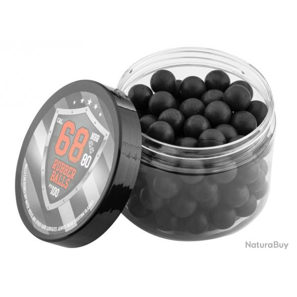 Billes de Dfense Rubber Ball Caoutchouc Mtal - Bote de 100 Billes - 68