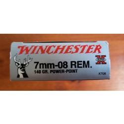 boîte de 20 cartouches 7mm08 remington 140 grs powerpoint marque winchester