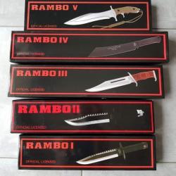 !! POUR COLLECTIONNEURS !! Lot 5 Poignards couteaux manchette RAMBO 1/2/3/4/5 + poignard Predator