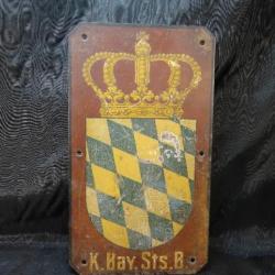 plaque de transport des chemins de fer du royaume de BAVIERE XIXéme plaque non émaillée peinte