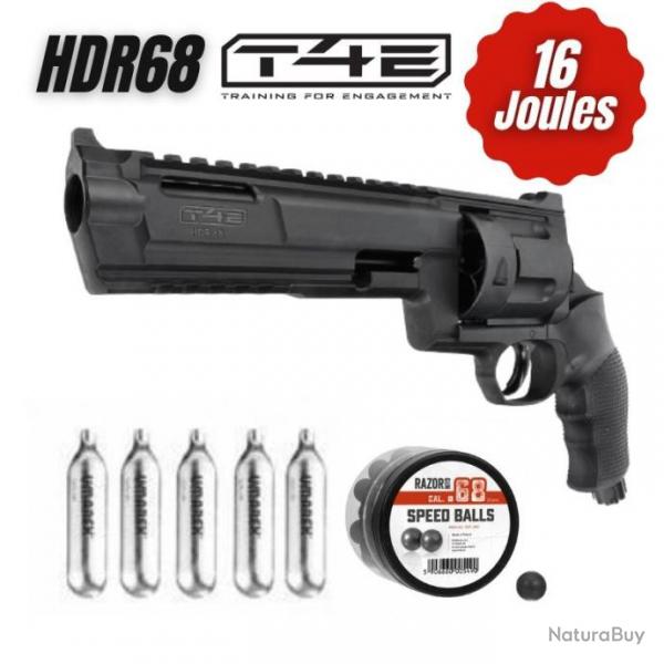 Pack prt  tirer Revolver T4E HDR68 cal. 68 16 joules - Umarex - 5 x co2 + 20 x billes razorgun
