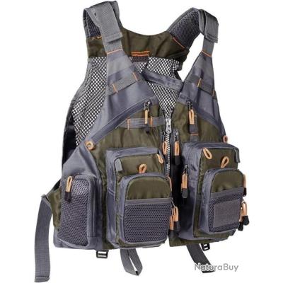 Gilet de Pêche Polyvalent 18 Poches Taille Unique à Sangle Réglable