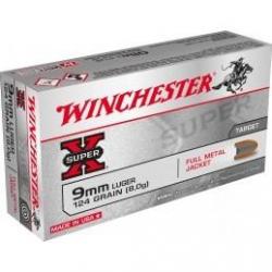 CARTOUCHES WINCHESTER 9MM LUGER 124 GR USA FMJ X50
