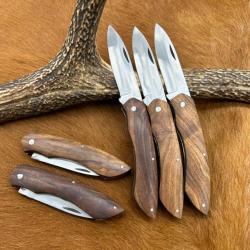 Lot de 5 couteaux de poche manche bois olivier Ref 2025 taille 20cm avec gravure prénom offert