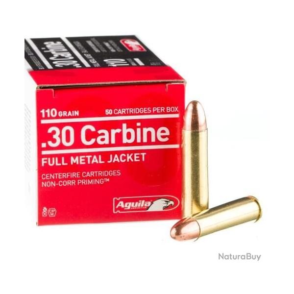 50 munitions AGUILA 30 CARBINE FMJ 110 grains 30m1