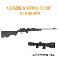 Pack carabine ESCORT 22 lr filetée + lunette 3-9x40 