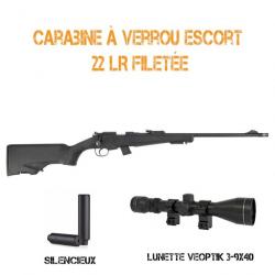 Pack silence ESCORT 22 lr filetée, silencieux + lunette 3-9x40 