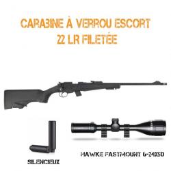 Pack silence ESCORT 22 lr filetée, silencieux + lunette 6-24X50 