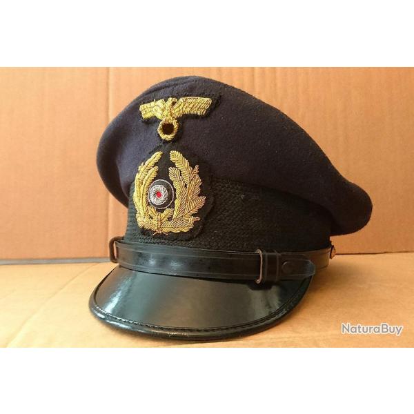 Casquette bleu marine Officier de la Kriegsmarine de la 2me guerre mondiale - Bon tat