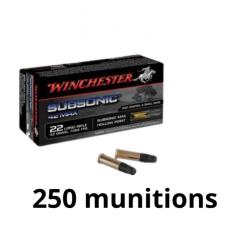250 CARTOUCHES WINCHESTER SUBSONIC 42 MAX 42GR CALIBRE 22LR