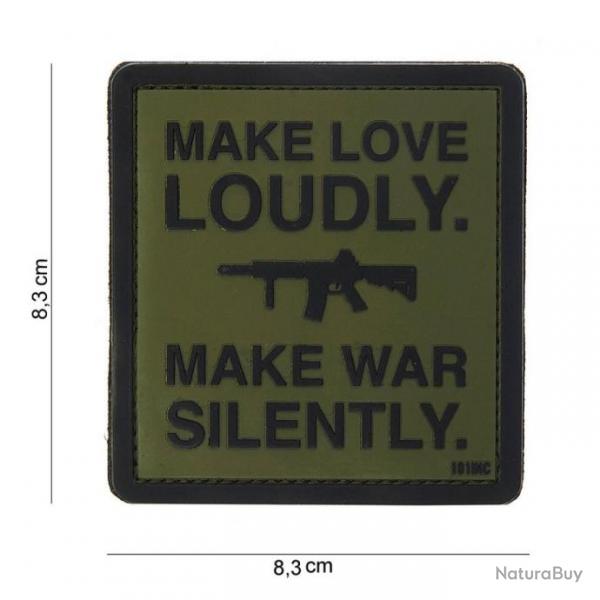 Patch 3D PVC Make love loudly vert avec velcro | 101 Inc (0001 0870)