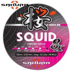 DESTOCKAGE ! Tresse Sakura Squid 8 Pink (150m) PE 0.8