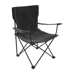 ++Chaise de camping pliante NOIRE avec porte-gobelet OU de pêche jusqu'à 140kg CHAISE64836