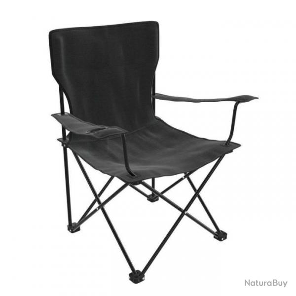 Chaise de camping pliante NOIRE avec porte-gobelet OU de pche jusqu' 140kg CHAISE64836