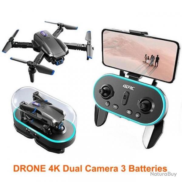Drone Double camras 4K HD 3 Batteries Notice Franais quadrirotor pliable Wifi FPV RC 4DRC V20