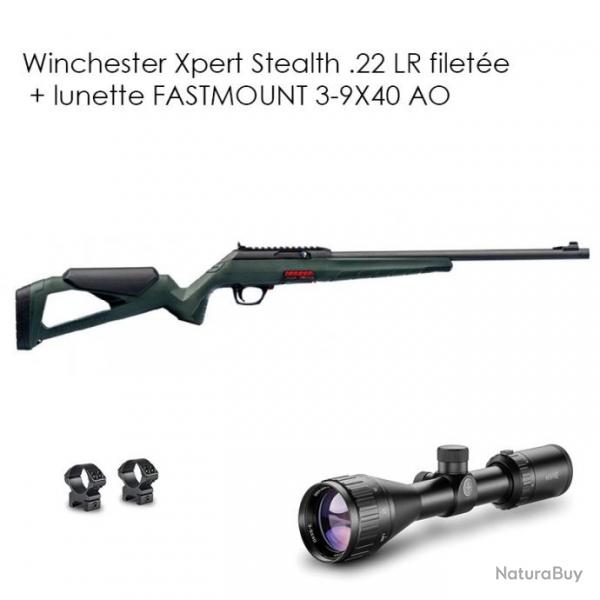 Pack winchester Xpert Stealth .22 LR filete avec lunette 3-9X40 