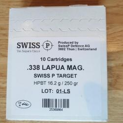 .338 Lapua Magnum SWISS P target bthp 250gr - boite 10 pcs