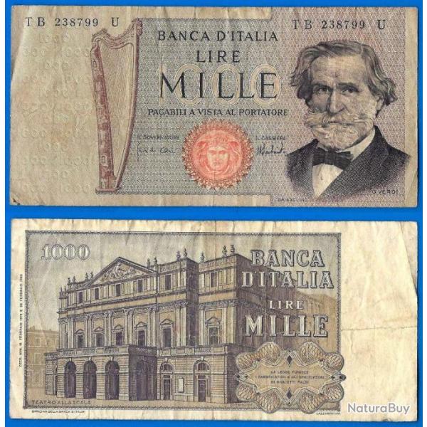 Italie 1000 Lire 1971 Verdi Musique Compositeur Billet Europe