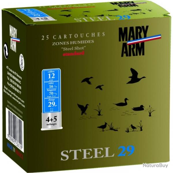 Cartouches MARY ARM Steel 29 - Cal 12/70 29gr N7+8 BJ X 25