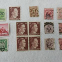 lot de 14 timbres allemands anciens dont 5 Hitler