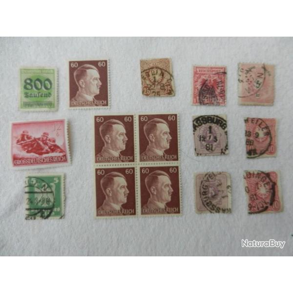 lot de timbres allemands dont portrait d'Hitler