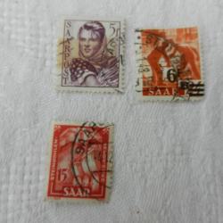 lot de 3 anciens timbres de la Sarre années 40 - époque protectorat français