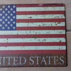 Plaque métal drapeau US