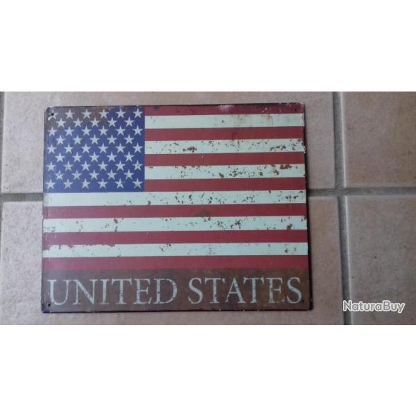 Plaque mtal drapeau US