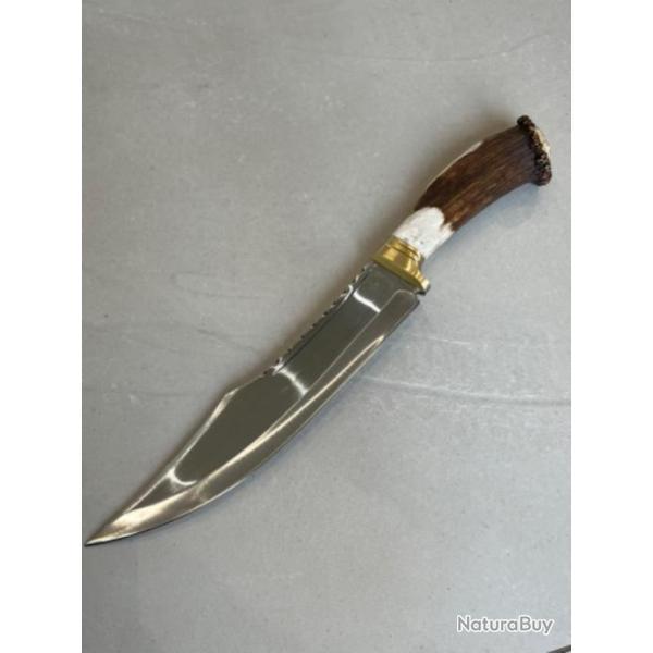 Couteau grande lame 42cm forg LLF srie CHASSE24 manche bois de cerf