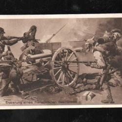 charge de fantassins allemands sur artilleurs français avec canon de 75 , f.wehrmann illistrateur