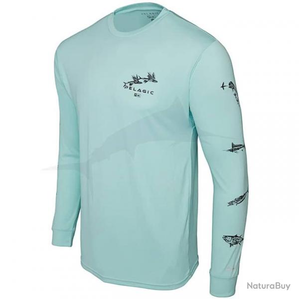 L Shirt Pelagic Aquatek Gyotaku Tropical Aqua